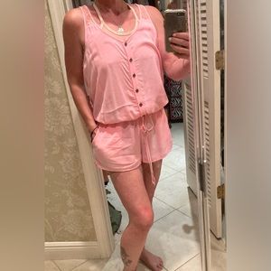 Victoria’s Secret PINK lace, racer back, button up, drawstring waist, Med Romper